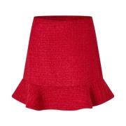 Rode Bouclé Rok met Ruches Zoom Cras , Red , Dames