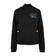 Stijlvolle Zwarte Rits Sweatshirt Love Moschino , Black , Dames