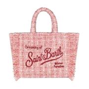 Tweed Mini Tas met Franjes MC2 Saint Barth , Pink , Dames