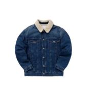 Indigo Denim Shearling Kraag Jas Isabel Marant , Blue , Heren