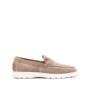 Bruin Suède Leren Platte Schoenen Tod's , Beige , Heren