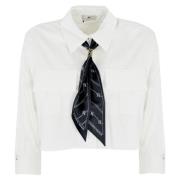 Witte Satijnen Shirt 3/4 Mouwen Elisabetta Franchi , White , Dames