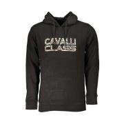 Zwarte Katoenen Hoodie met Logoprint Cavalli Class , Black , Heren