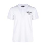 Witte Double Smile Polo T-shirt Moschino , White , Heren