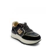 Geweldige Sneaker met Glitter Logo Liu Jo , Black , Dames