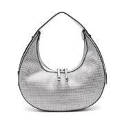 Eco-leren halvemaan design tas met strass Liu Jo , White , Dames