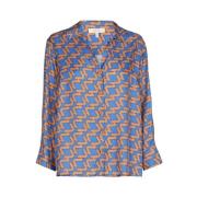 Blauwe Blouse met Grafische Print en V-hals Marie Méro , Blue , Dames