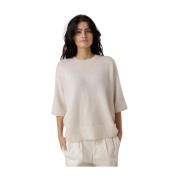 Oversized Crème Trui met Ronde Hals Lisa Yang , Beige , Dames