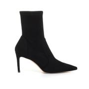 Zwarte Suède Elastische Enkellaars 85mm Hak Stuart Weitzman , Black , ...