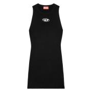 Zwarte Geribbelde Mouwloze Aansluitende Jurk Diesel , Black , Dames