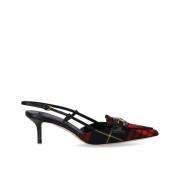 Zwarte en Rode Tartan Slingback Pump Elisabetta Franchi , Multicolor ,...