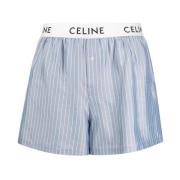 Gestreepte zijden boxers met logotailleband Celine , Blue , Heren