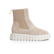 Beige Suède Chelsea Boot Voile Blanche , Beige , Dames