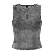 Zwarte Mouwloze Top met Ritssluiting Diesel , Black , Dames