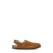 Bruine Suède Sandalen met Shearling Voering Birkenstock , Brown , Unis...