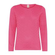 Feminine O-Neck Pullover Blouse Peony Pink Skovhuus , Pink , Dames