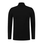 Geribbelde Mockneck Gebreide Trui Pure Path , Black , Heren