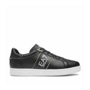 Lage Leren Sneakers - Zwart Emporio Armani EA7 , Black , Heren