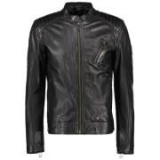 Stijlvol Leren Jas Belstaff , Black , Heren