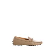 Leren Loafers met Metalen Detail Tod's , Beige , Dames