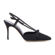 Zwarte puntige neus strik pumps Manolo Blahnik , Black , Dames