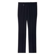 Blauwe Wol Slim Fit Broek Burberry , Blue , Heren