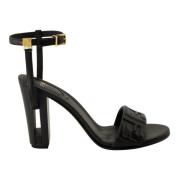 Zwarte Delfina Hakken Sandalen Fendi , Black , Dames