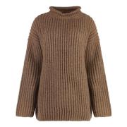 Zachte Alpaca Blend Ribtrui Malo , Brown , Dames