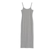 Grey Melange Ease Ribbed Slip Dress Aim'n , Gray , Dames