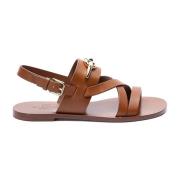 Bruine leren sandalen Elegante stijl Valentino Garavani , Brown , Dame...