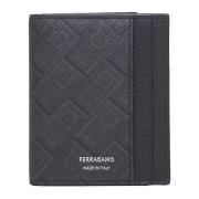 Bi-fold Portemonnee met Zilveren Logo Salvatore Ferragamo , Black , He...