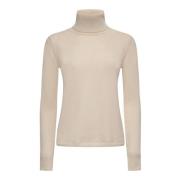 Beige Wol Kasjmier Coltrui Sweater Max Mara Studio , Beige , Dames