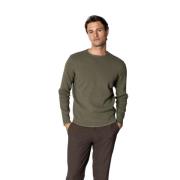 Katoenen Gebreide Crewneck Trui Clean Cut , Green , Heren