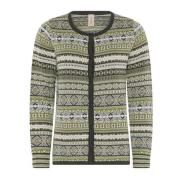 Geknoopte Jaquard Cardigan met Oasis Patroon Skovhuus , Multicolor , D...