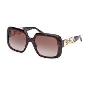 Vierkante Zonnebril Donker Havana Bruin Verloop Guess , Brown , Unisex