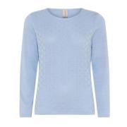 Vrouwelijke O-Neck Pullover Lichtblauw Skovhuus , Blue , Dames