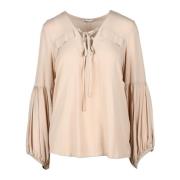 Viscose Blouse Think! , Beige , Dames