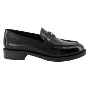 Geborsteld leren loafers Prada , Black , Dames