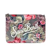 Fluwelen Clutch met Geborduurd Logo MC2 Saint Barth , Multicolor , Dam...