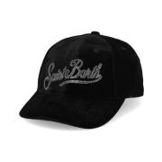 Zwarte Velvet Baseballpet met Strass Saint Barth , Black , Dames