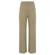 Wijde Pijp Wollen Broek Max Mara Weekend , Beige , Dames