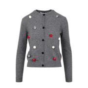 Grijze Wollen Trui met Rozetten Msgm , Gray , Dames