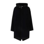 Stijlvolle Zwarte Wollen Parka Jil Sander , Black , Dames