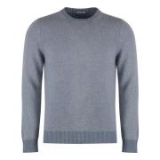 Luxe Cashmere Sweater met Geribbelde Randen Malo , Blue , Heren