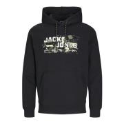 Outdoor Hoodie met Stijlvolle Details Jack & Jones , Black , Heren