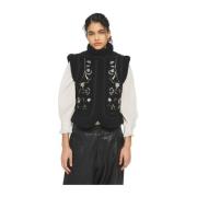 Omkeerbaar geborduurd imitatiebont vest Antik Batik , Black , Dames