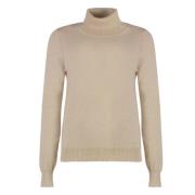 Luxe Cashmere Turtleneck Pullover Malo , Beige , Dames