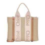 Woody Linnen Tote Tas Chloé , Beige , Dames