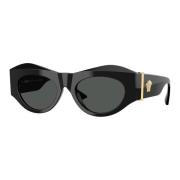 Stijlvolle zonnebril in zwarte tint Versace , Black , Dames