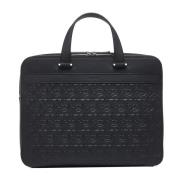 Zwarte Kalfsleren Handtas Salvatore Ferragamo , Black , Heren